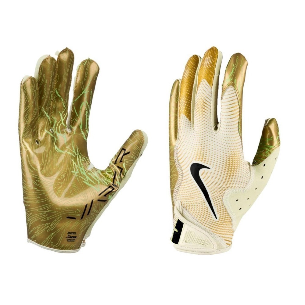 NIKE Vapor Jet 8.0 Receiver Football Gloves White Gold GID Men's Sz XL *NEW*